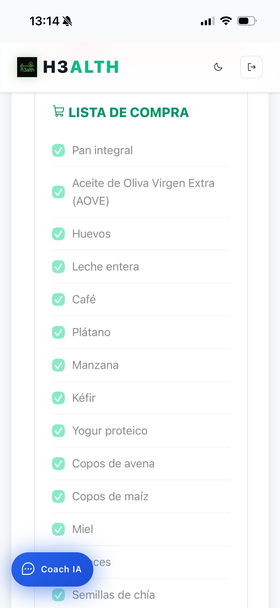 H3alth Lista de la Compra
